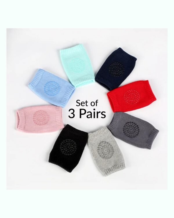 Baby Knee Pads – Soft, Breathable & Adjustable Crawling Protection (Set of 3 Pairs)